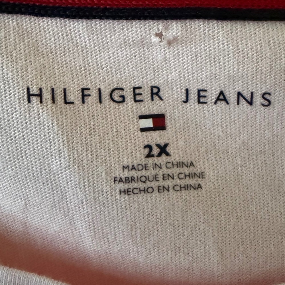 NEW Tommy Hilfiger Jeans T-Shirt Pink Large Logo Cotton Size 2X Lightweight 90s - Picture 4 of 10